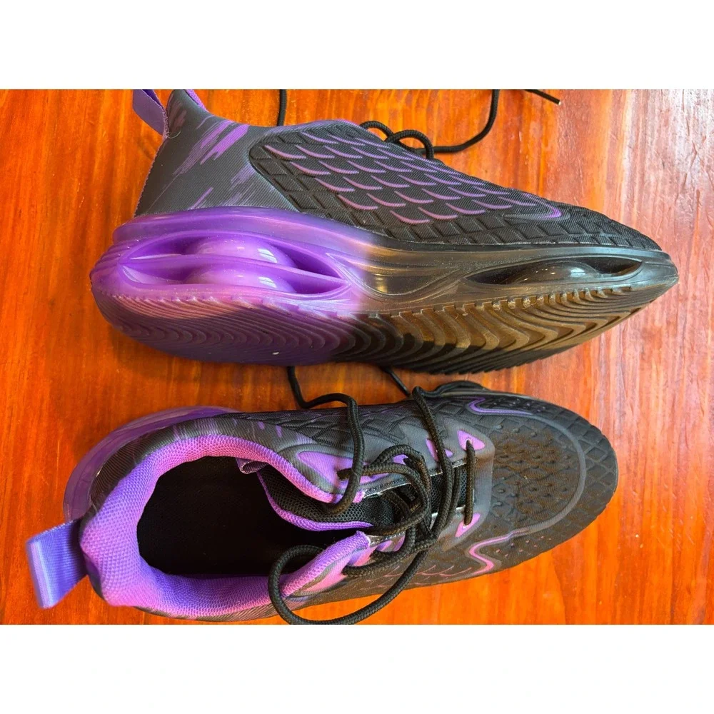 Qlusity Clotm Black and Purple Air Cushion Athletic Sneakers Trainers Size 40